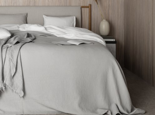 Bedroom interior with the DUX bed model 5005 and Anna headboard